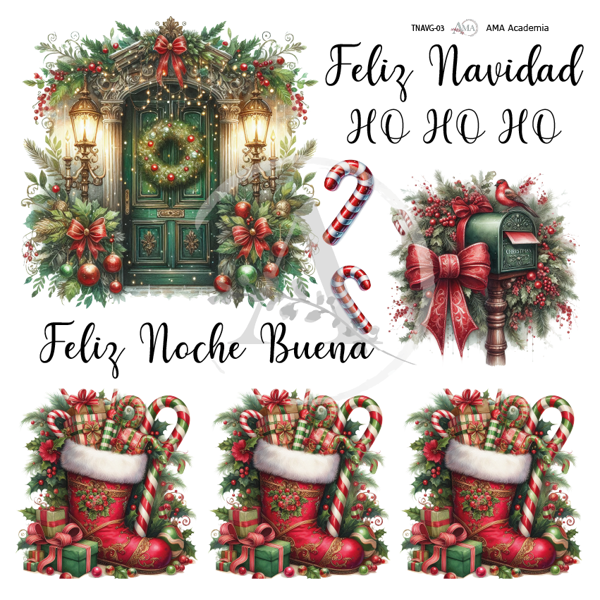 LAMINAS TRANSFER COLOR NAVIDAD 30X30 CMS TNAVG-03